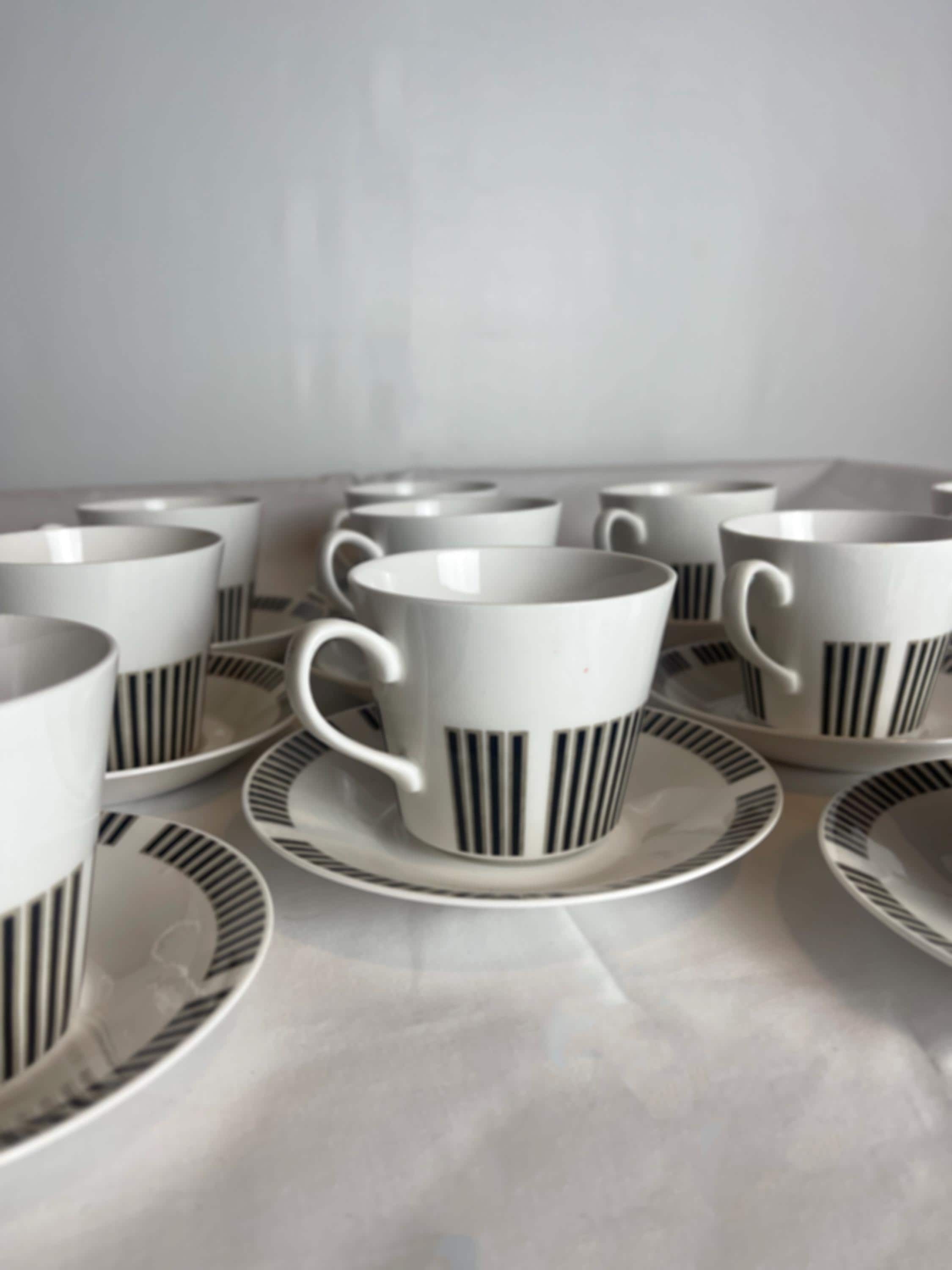 Royal Osbourne Fine Bone China 'Caprice' 1960. Mid Century Bone China, Modernist, Visually Striking, Retro 1960's Stripe Patterned