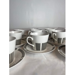 Royal Osbourne Fine Bone China 'Caprice' 1960. Mid Century Bone China, Modernist, Visually Striking, Retro 1960's Stripe Patterned