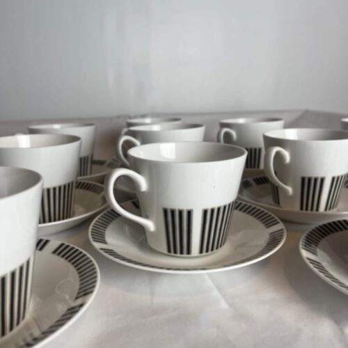 Royal Osbourne Fine Bone China 'Caprice' 1960. Mid Century Bone China, Modernist, Visually Striking, Retro 1960's Stripe Patterned