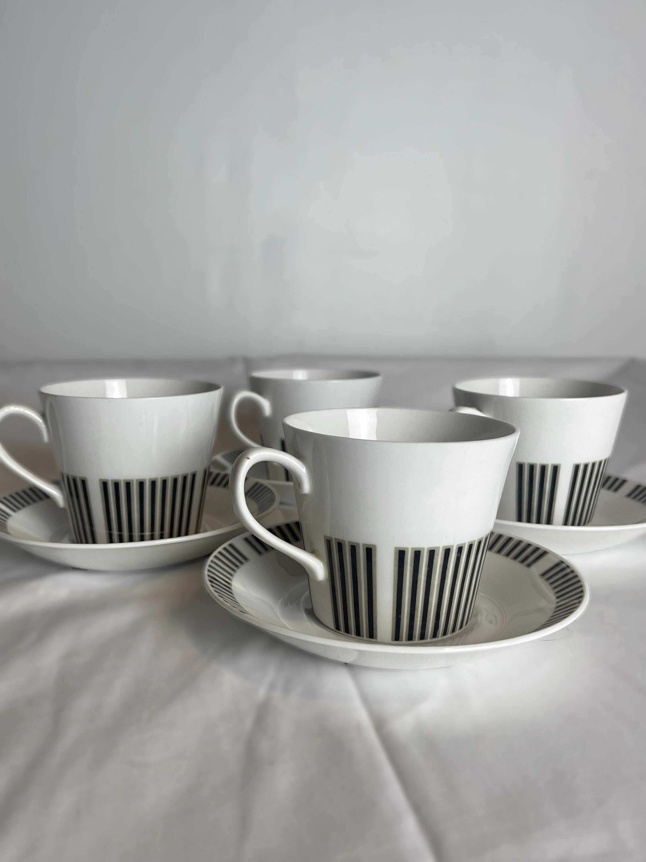 Royal Osbourne Fine Bone China 'Caprice' 1960. Mid Century Bone China, Modernist, Visually Striking, Retro 1960's Stripe Patterned