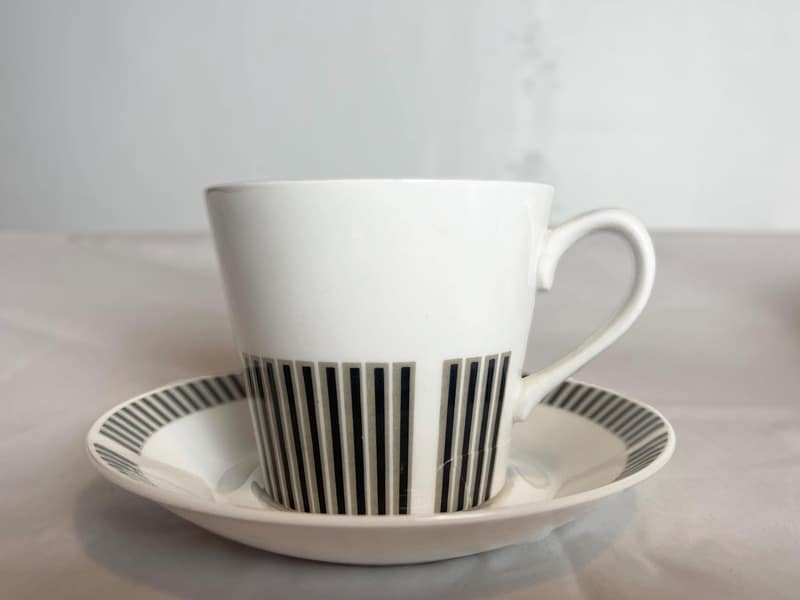 Royal Osbourne Fine Bone China 'Caprice' 1960. Mid Century Bone China, Modernist, Visually Striking, Retro 1960's Stripe Patterned