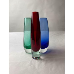 Swedish Glass Vases / Scandinavian / 60s / Mid Century Modern / Modernist / Collectible / Art Glass / Green / Blue / Red