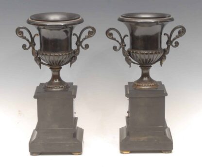 A Pair Of Renaissance Style 19th Century Bronze Campana Urns Grand Tour Manner