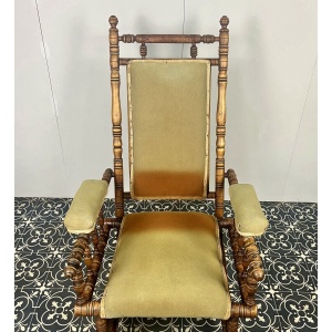 Antique Edwardian American Upholstered Rocking Chair, Living Room Decor