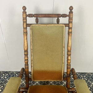 Antique Edwardian American Upholstered Rocking Chair, Living Room Decor