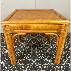 Bohemian Vintage Rattan Side Table