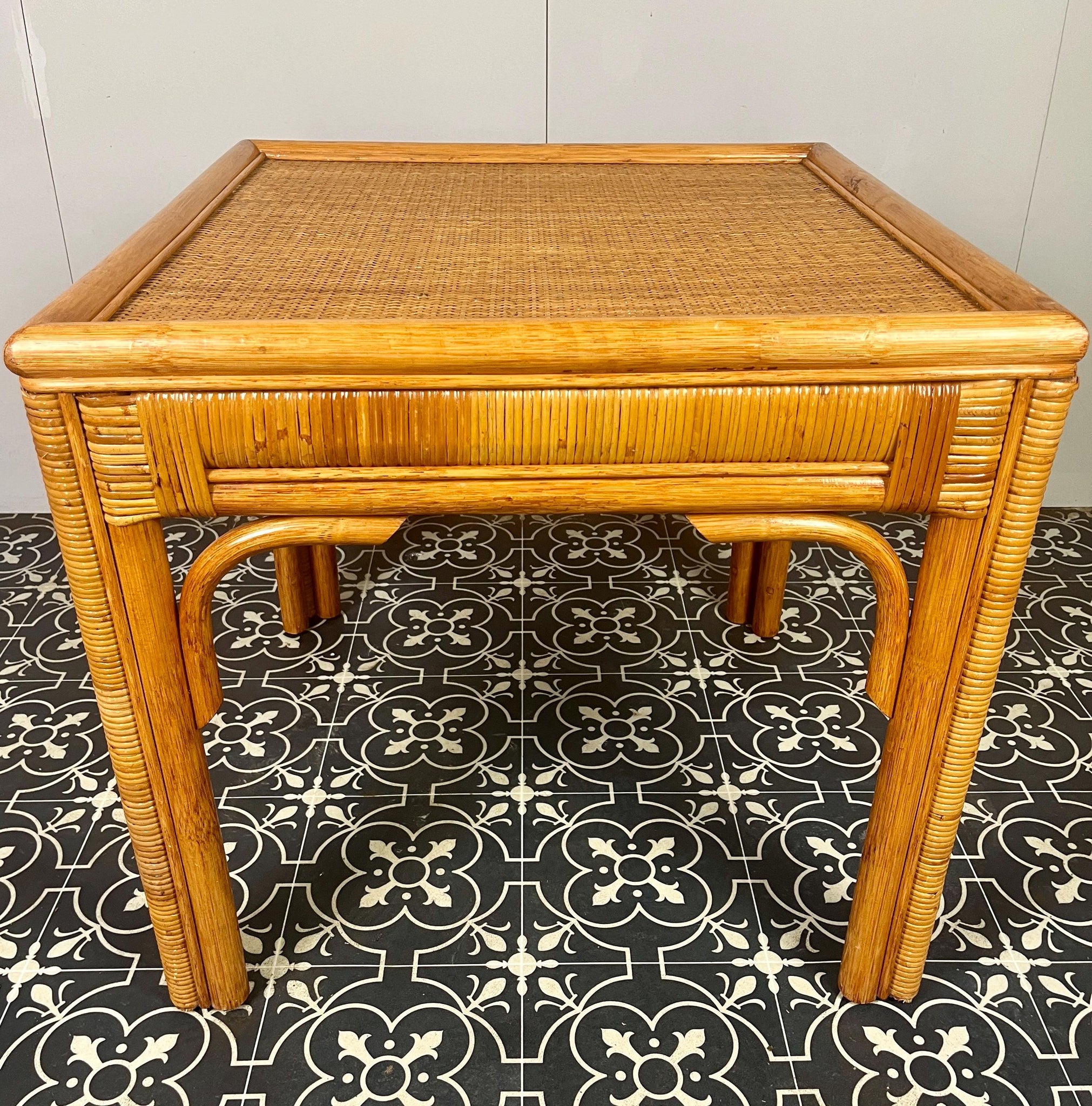 Bohemian Vintage Rattan Side Table