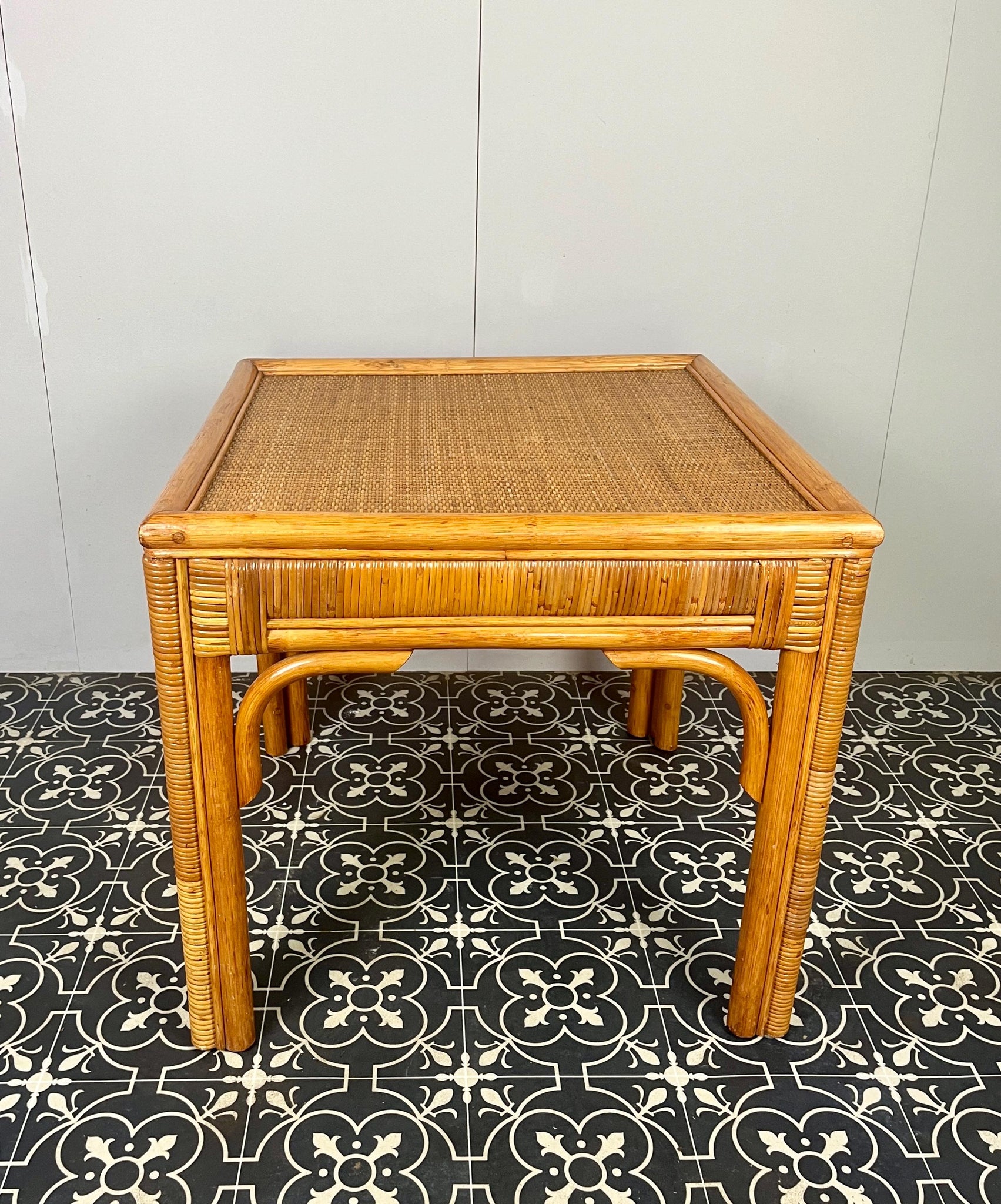 Bohemian Vintage Rattan Side Table