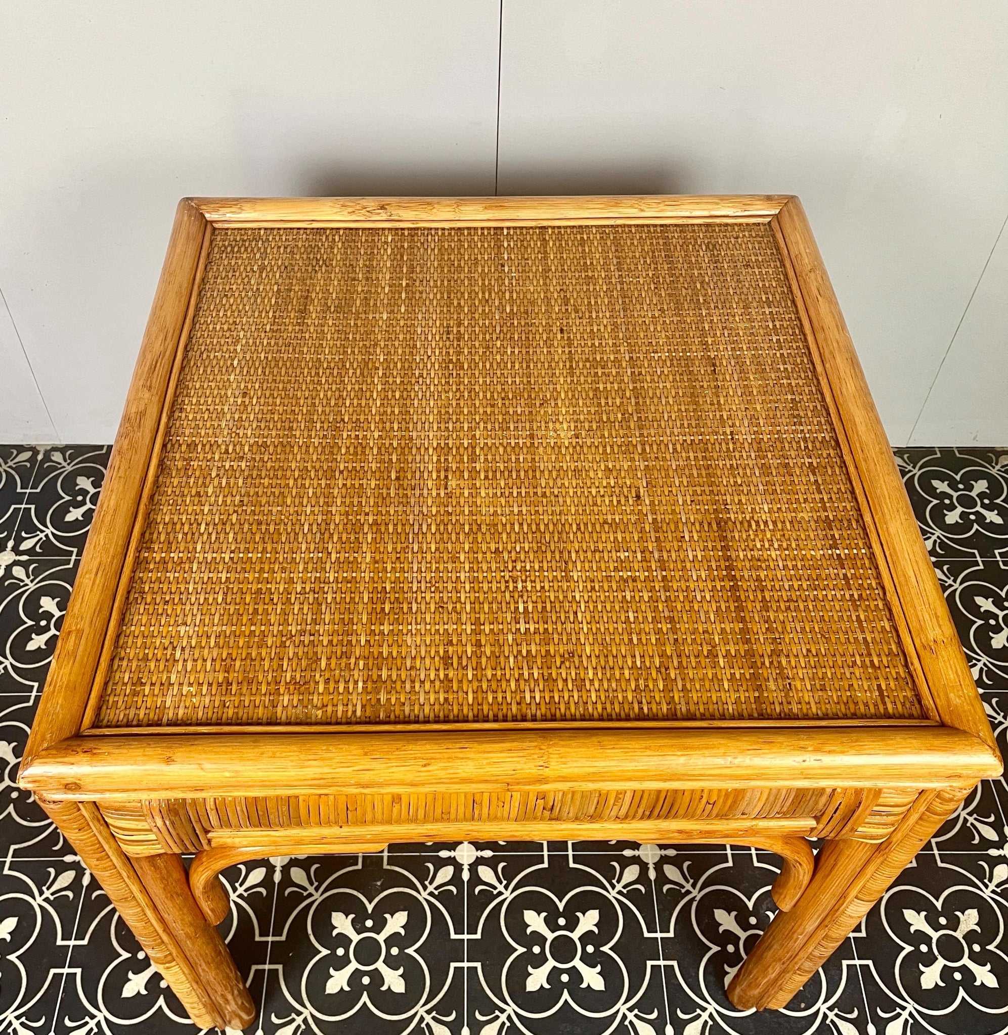 Bohemian Vintage Rattan Side Table