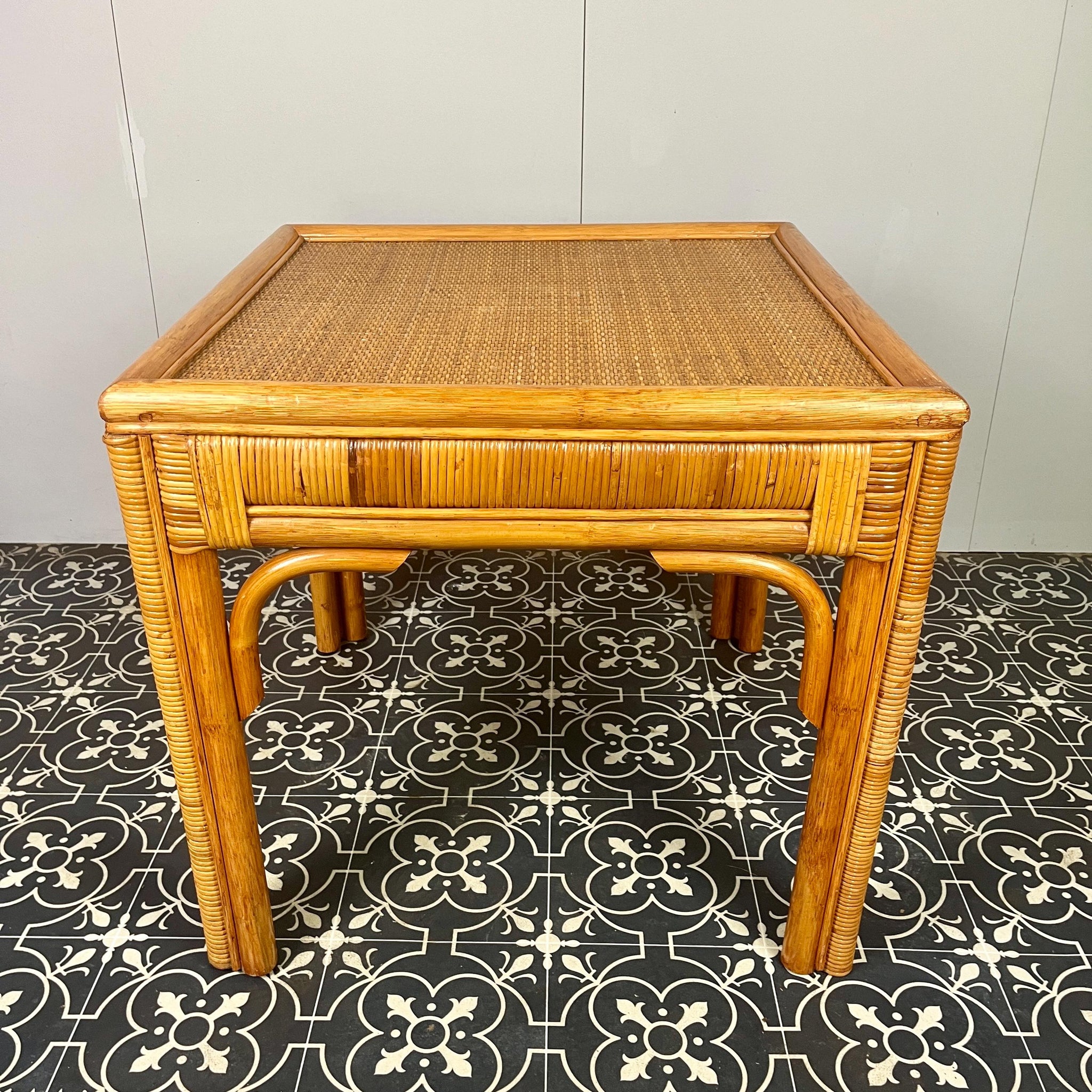 Bohemian Vintage Rattan Side Table