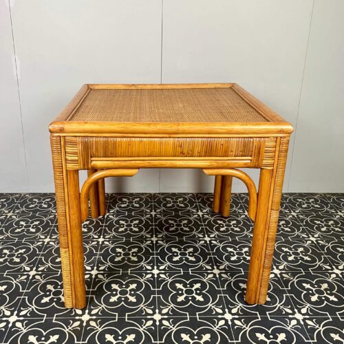 Bohemian Vintage Rattan Side Table