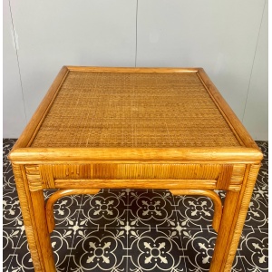 Bohemian Vintage Rattan Side Table