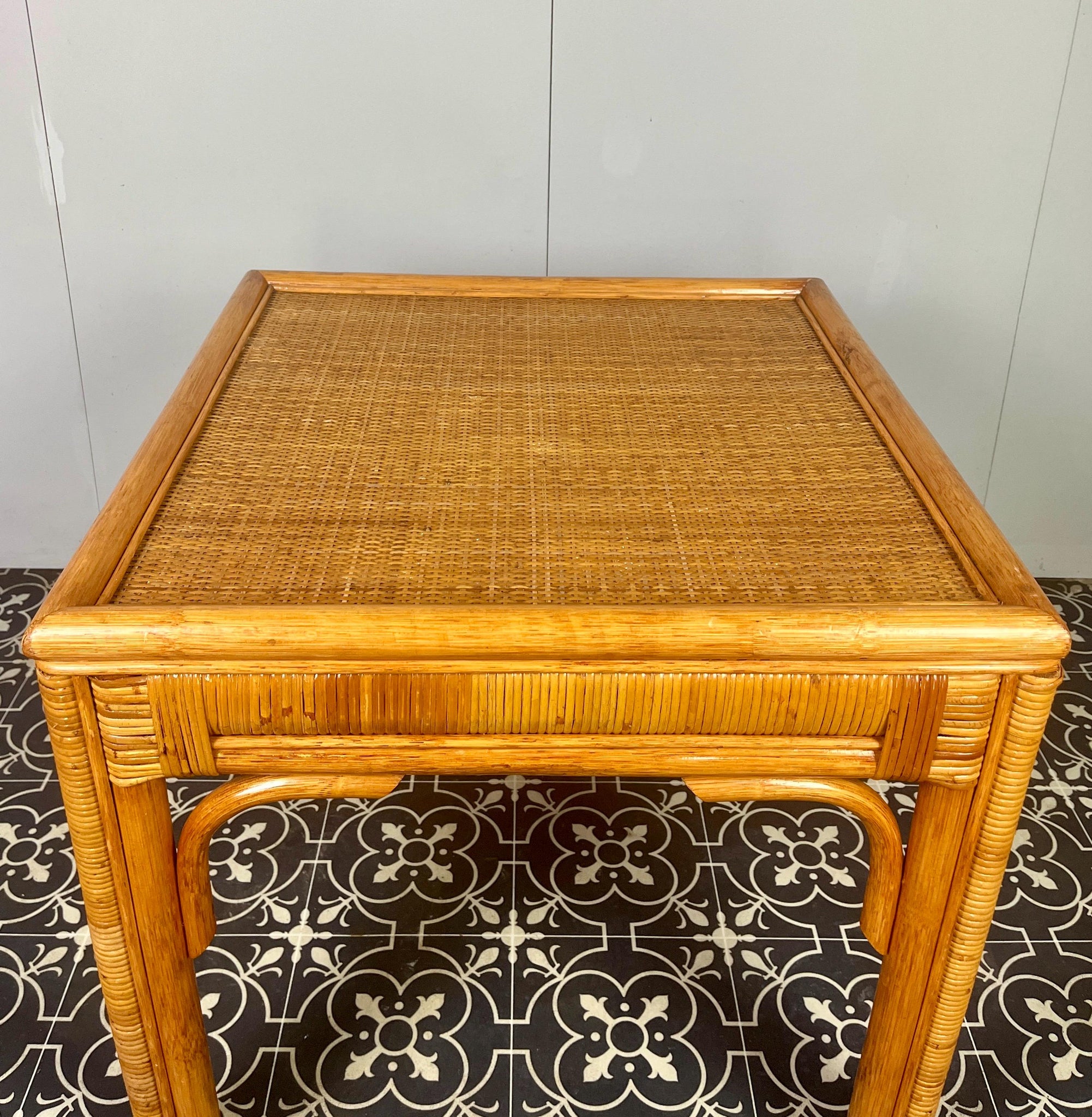 Bohemian Vintage Rattan Side Table