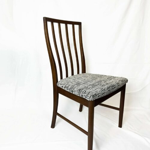 d Century Vintage Set Of Four Teak McIntosh Dining Chairs Reupholstered In Retro Monochromatic Tufted Jacquard (Fire Reg'd)
