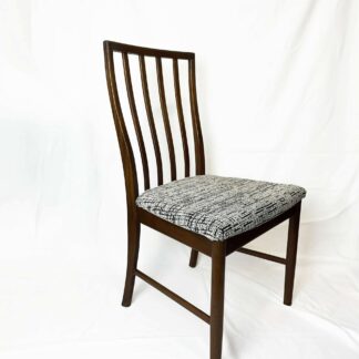 d Century Vintage Set Of Four Teak McIntosh Dining Chairs Reupholstered In Retro Monochromatic Tufted Jacquard (Fire Reg'd)