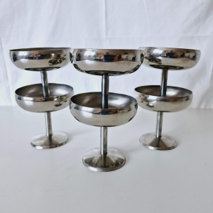 Stainless stgeel ice cream or champagne coupe set of 6, Desser footed bowls, Coctail metal glasses