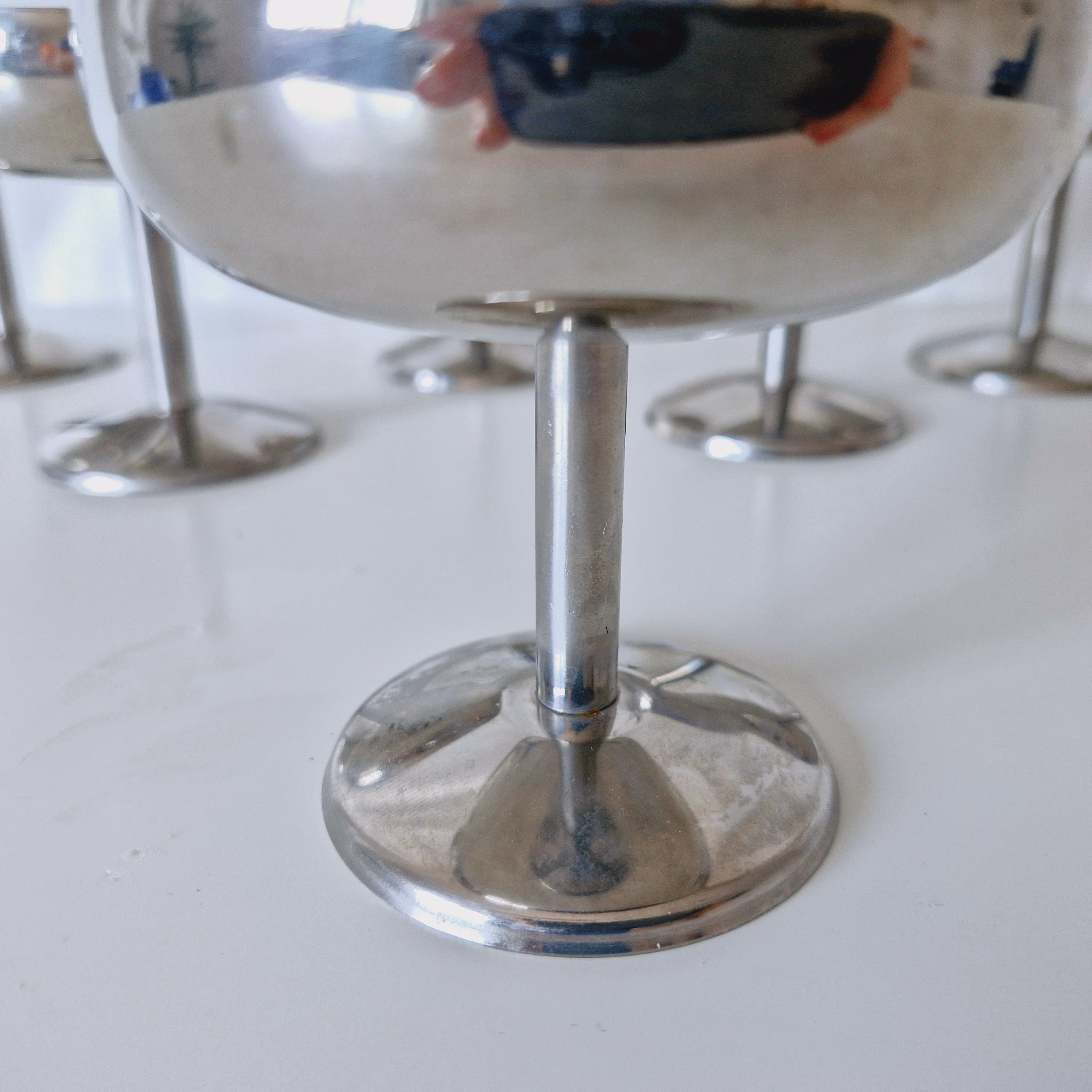 Stainless stgeel ice cream or champagne coupe set of 6, Desser footed bowls, Coctail metal glasses