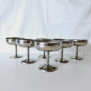 Stainless stgeel ice cream or champagne coupe set of 6, Desser footed bowls, Coctail metal glasses