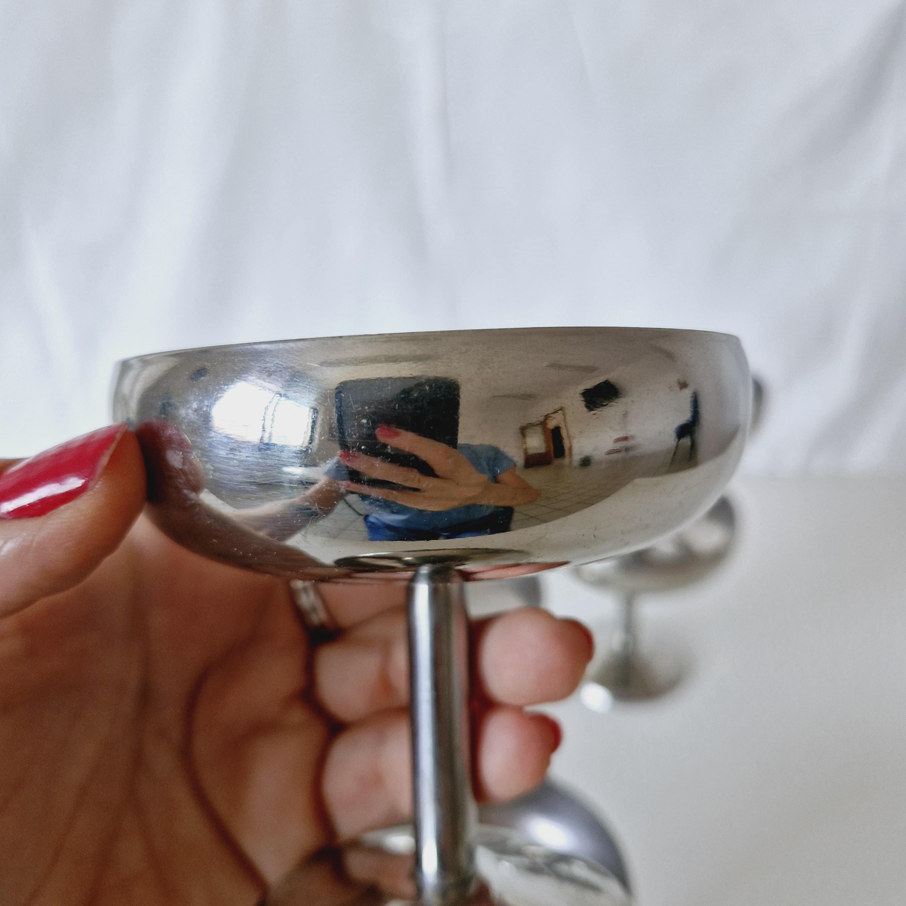 Stainless stgeel ice cream or champagne coupe set of 6, Desser footed bowls, Coctail metal glasses