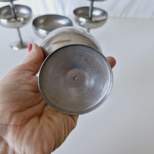 Stainless stgeel ice cream or champagne coupe set of 6, Desser footed bowls, Coctail metal glasses
