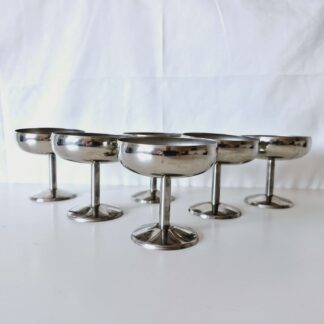 Stainless stgeel ice cream or champagne coupe set of 6, Desser footed bowls, Coctail metal glasses