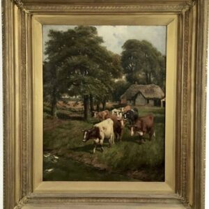 J.G. Cooper British 19th Century 'Cattle Approaching a Stream'