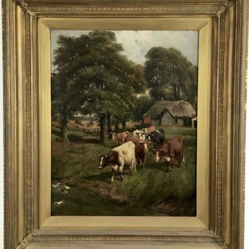 J.G. Cooper British 19th Century 'Cattle Approaching a Stream'