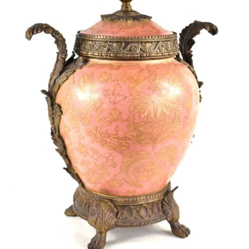 Large 20th Century Chinese Porcelain Vase And Cover With Metal Mounts 43 cm High