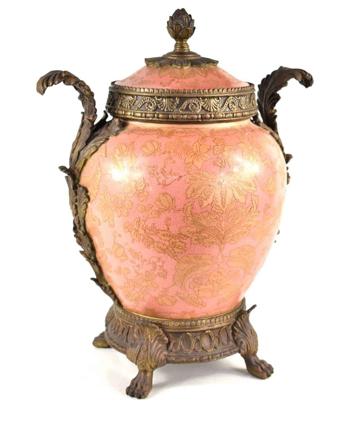 Large 20th Century Chinese Porcelain Vase And Cover With Metal Mounts 43 cm High