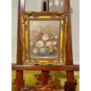 Oil On Canvas Depicting A Floral Display Set In A Gilt Frame