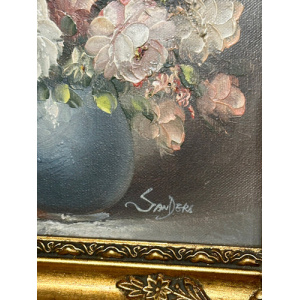 Oil On Canvas Depicting A Floral Display Set In A Gilt Frame