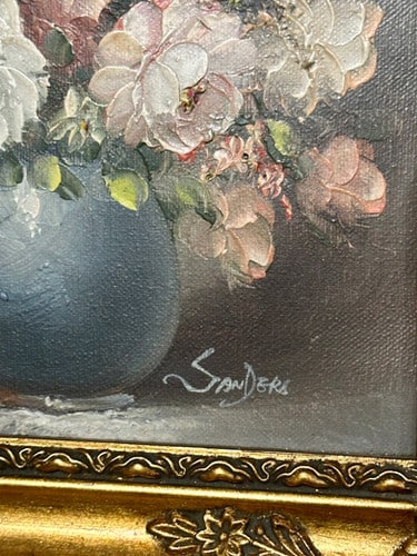 Oil On Canvas Depicting A Floral Display Set In A Gilt Frame