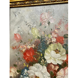 Oil On Canvas Depicting A Floral Display Set In A Gilt Frame