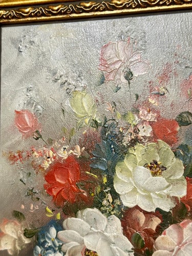 Oil On Canvas Depicting A Floral Display Set In A Gilt Frame