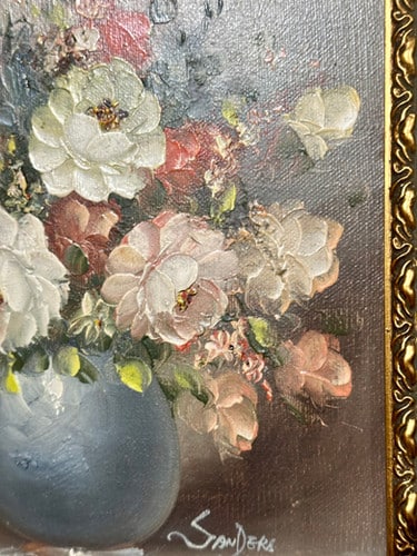 Oil On Canvas Depicting A Floral Display Set In A Gilt Frame