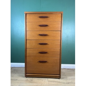 Retro Vintage Mid Century Teak Tallboy Chest Of Drawers By Austin Suite-Courier
