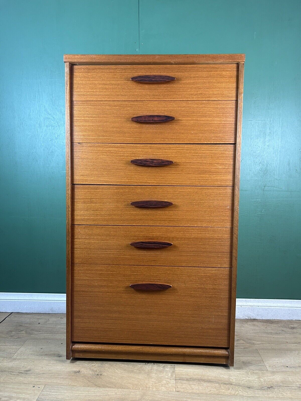 Retro Vintage Mid Century Teak Tallboy Chest Of Drawers By Austin Suite-Courier