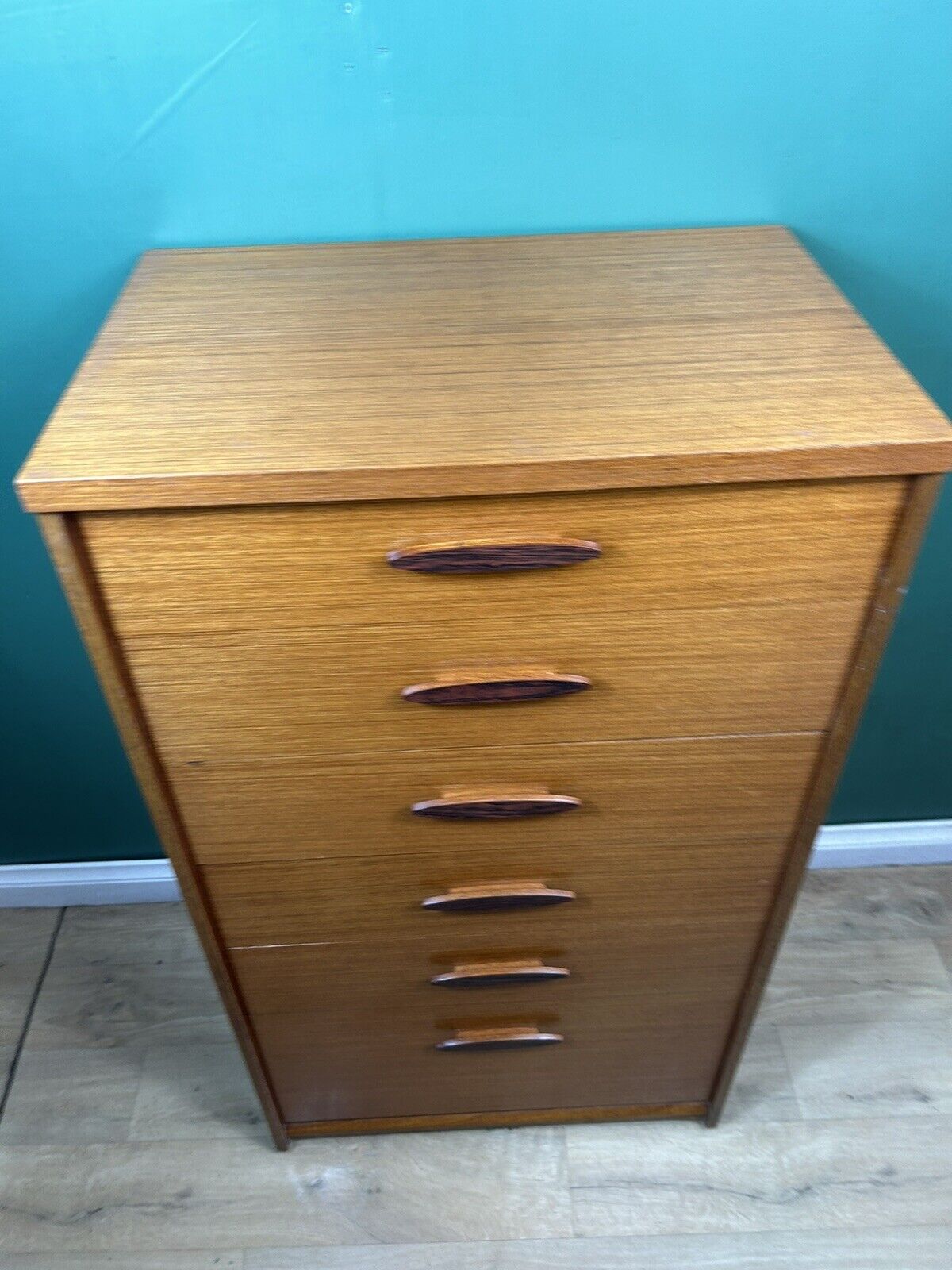 Retro Vintage Mid Century Teak Tallboy Chest Of Drawers By Austin Suite-Courier