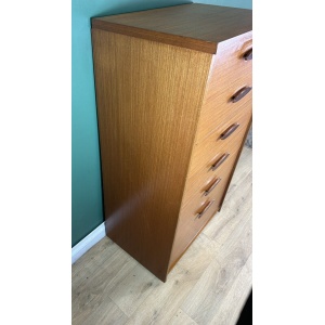 Retro Vintage Mid Century Teak Tallboy Chest Of Drawers By Austin Suite-Courier