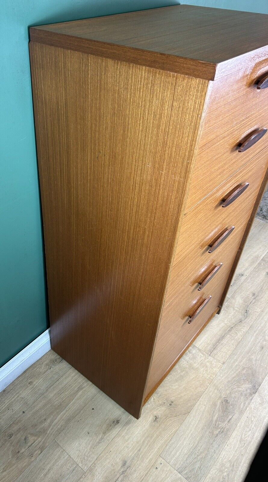 Retro Vintage Mid Century Teak Tallboy Chest Of Drawers By Austin Suite-Courier