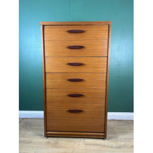 Retro Vintage Mid Century Teak Tallboy Chest Of Drawers By Austin Suite-Courier