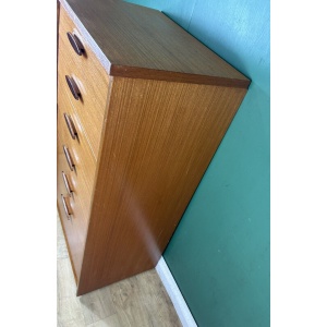 Retro Vintage Mid Century Teak Tallboy Chest Of Drawers By Austin Suite-Courier