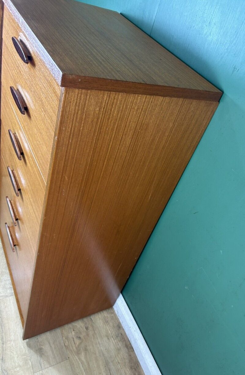 Retro Vintage Mid Century Teak Tallboy Chest Of Drawers By Austin Suite-Courier