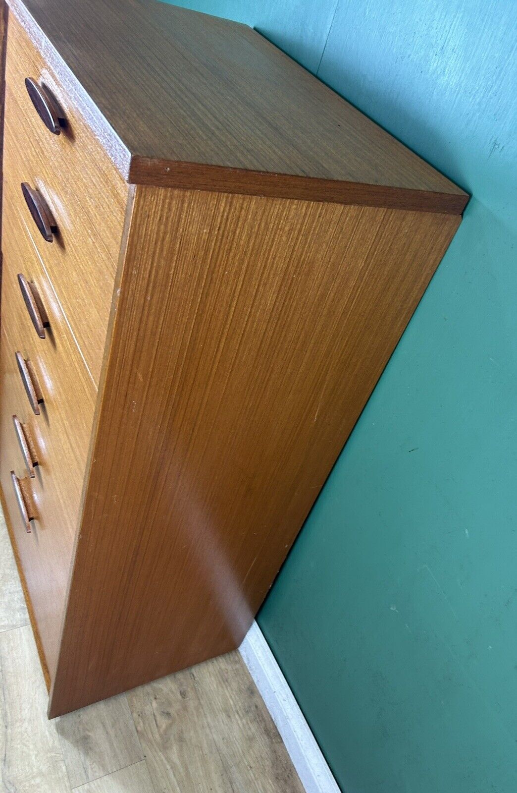 Retro Vintage Mid Century Teak Tallboy Chest Of Drawers By Austin Suite-Courier
