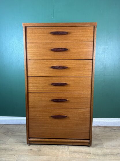 Retro Vintage Mid Century Teak Tallboy Chest Of Drawers By Austin Suite-Courier