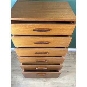Retro Vintage Mid Century Teak Tallboy Chest Of Drawers By Austin Suite-Courier