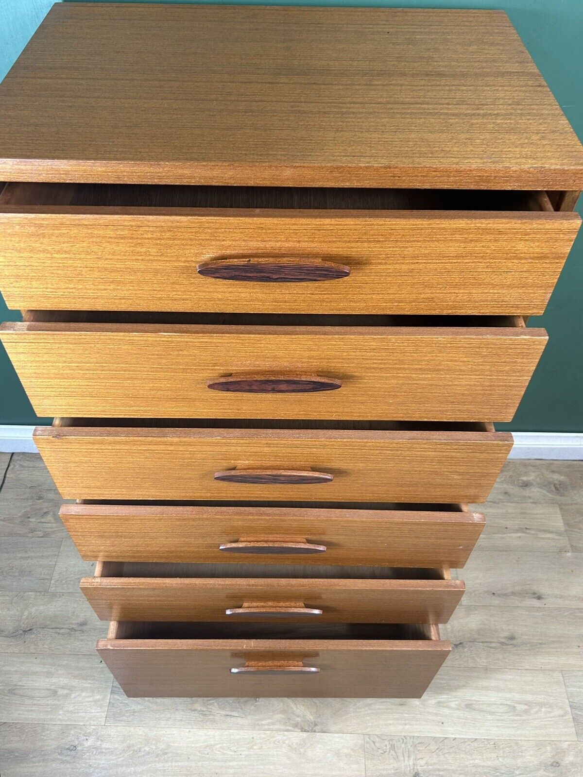 Retro Vintage Mid Century Teak Tallboy Chest Of Drawers By Austin Suite-Courier