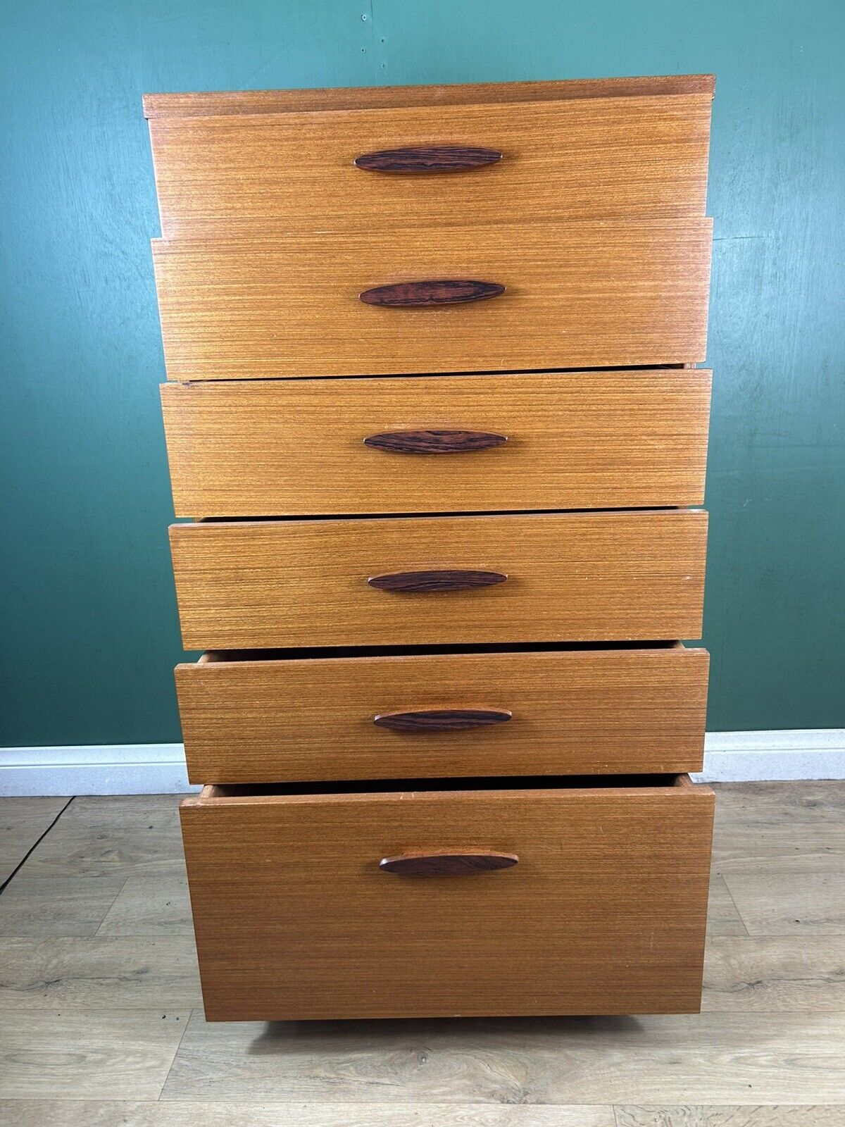 Retro Vintage Mid Century Teak Tallboy Chest Of Drawers By Austin Suite-Courier
