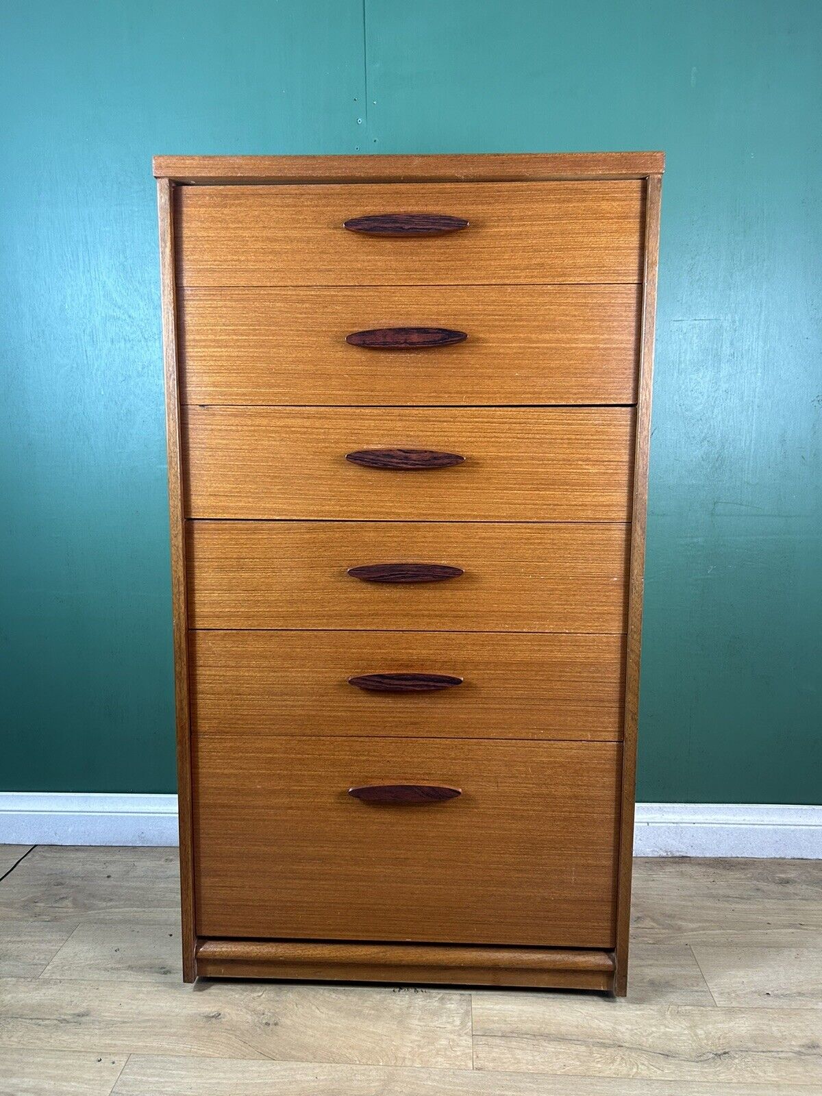 Retro Vintage Mid Century Teak Tallboy Chest Of Drawers By Austin Suite-Courier