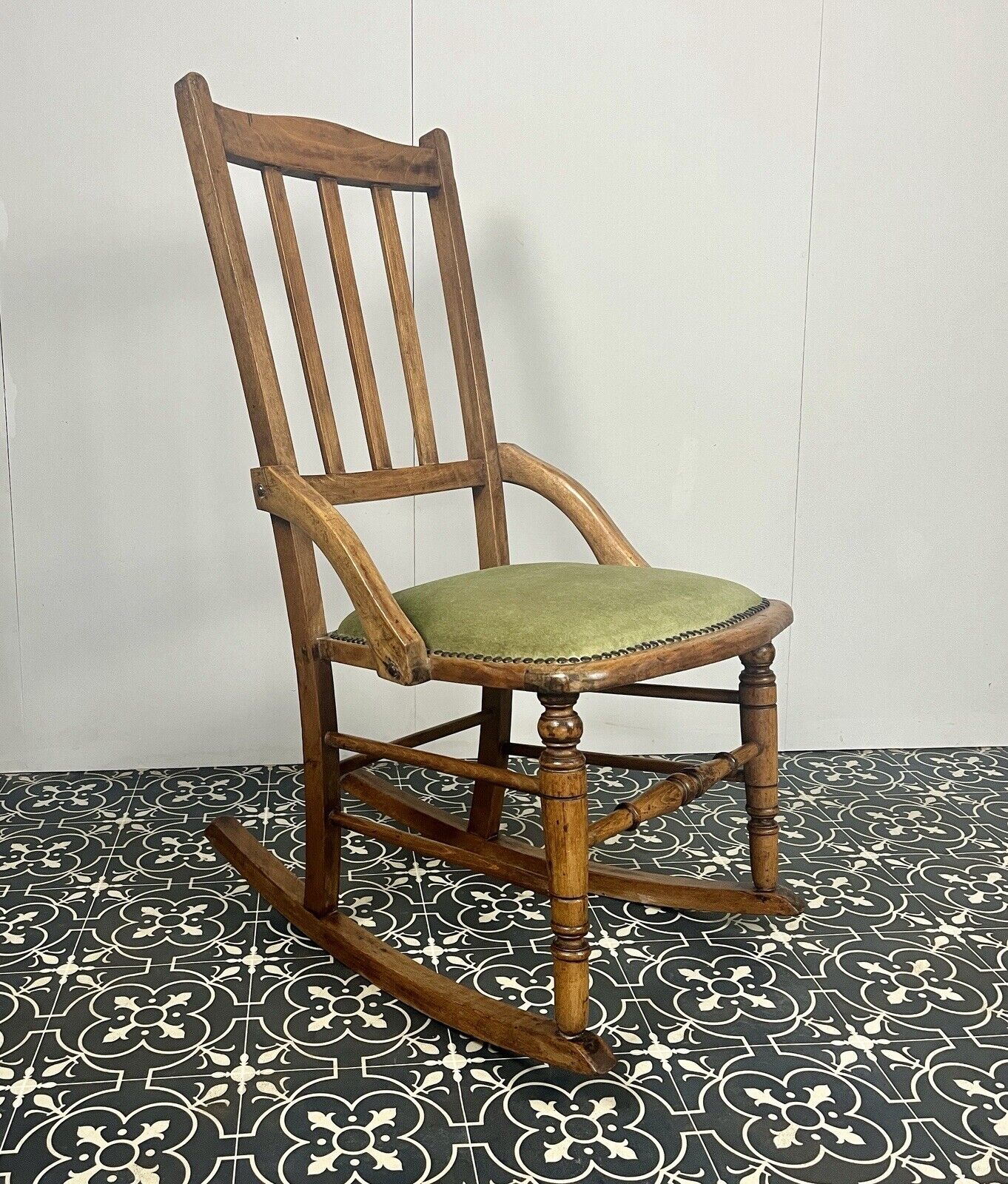 Victorian Oak Rocking Chair, Antique Wooden Furniture, Period Home, Interior
